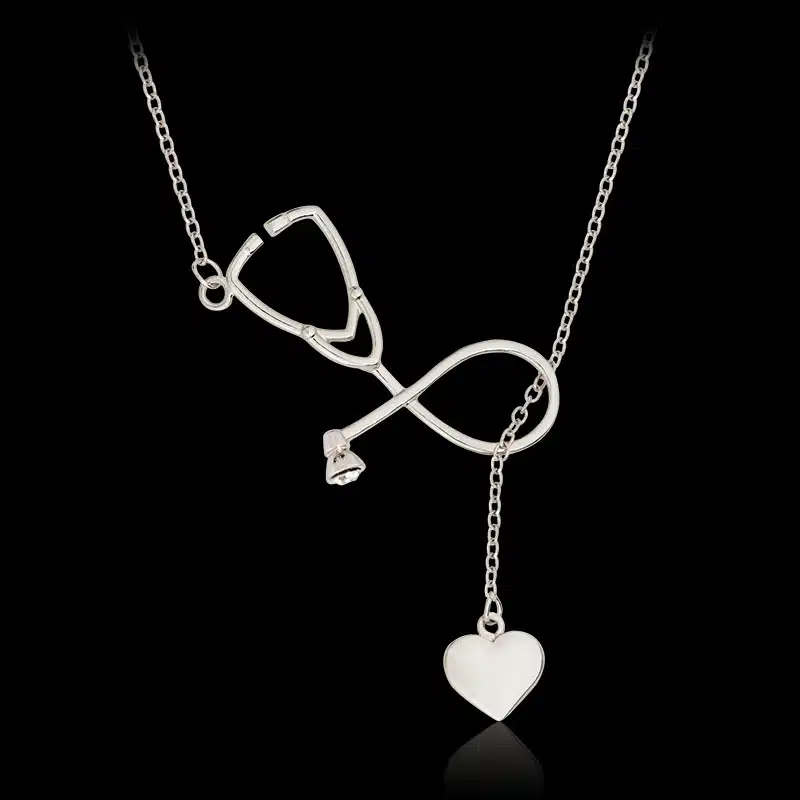 QIHE JEWELRY Gold Silver 2 Color Nurse Heart Stethoscope Necklace Nursing Jewelry Medicine Graduation Gift 22