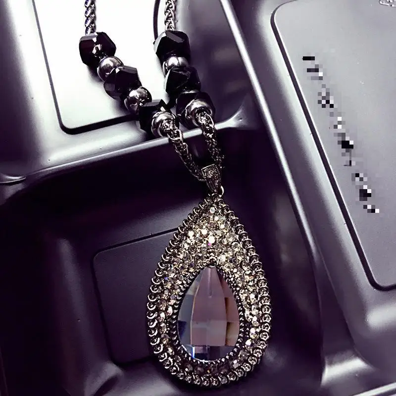 Shinning Water Drop Rhinestone Long Necklace Women Bijoux Fashion Simple Sweater Pendant Jewelry Accessories 12