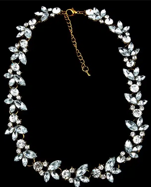 Retro Full Austria Crystal Rhinestone Choker Necklaces Women Short Chain Flower Pendant Necklace Collares Mujer Christams Gift 96