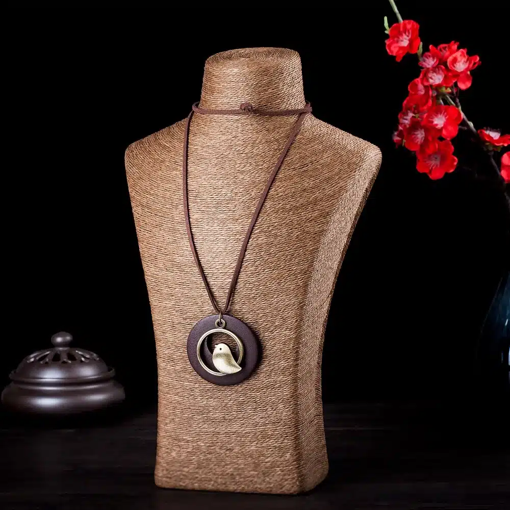 woman jewelry statement necklaces & pendants, Bird Wooden Bead pendant vintage Long necklace women christmas gift collares mujer 26