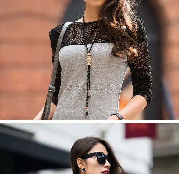 Exaggerate long pendant necklaces for women elegant black gold vintage necklace tassel waterdrop design necklaces gift #NL068 69