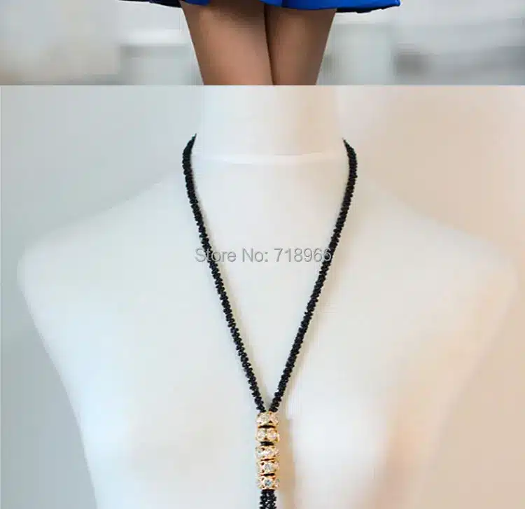 Exaggerate long pendant necklaces for women elegant black gold vintage necklace tassel waterdrop design necklaces gift #NL068 71
