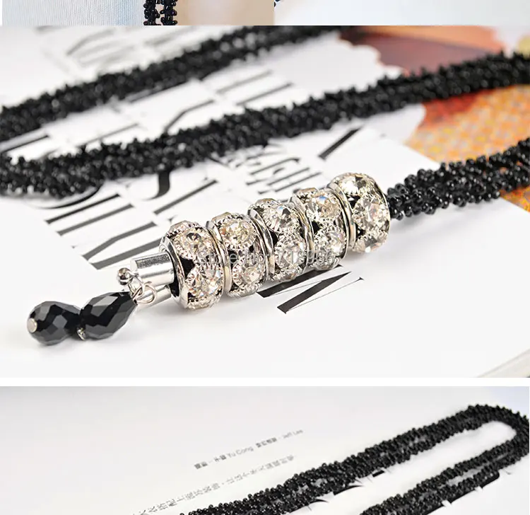 Exaggerate long pendant necklaces for women elegant black gold vintage necklace tassel waterdrop design necklaces gift #NL068 74