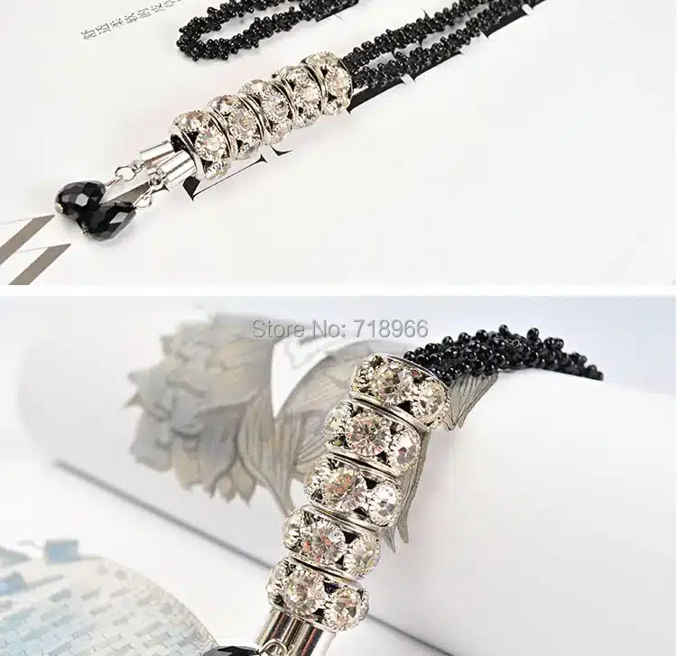 Exaggerate long pendant necklaces for women elegant black gold vintage necklace tassel waterdrop design necklaces gift #NL068 75