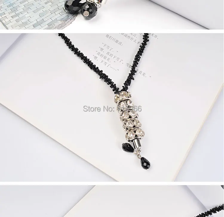 Exaggerate long pendant necklaces for women elegant black gold vintage necklace tassel waterdrop design necklaces gift #NL068 76