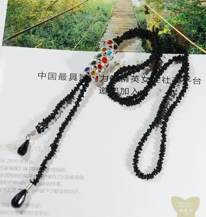 Exaggerate long pendant necklaces for women elegant black gold vintage necklace tassel waterdrop design necklaces gift #NL068 92