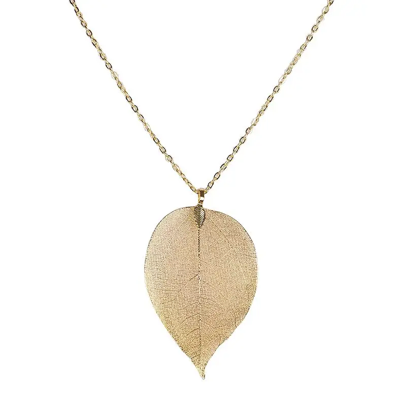 LOVBEAFAS Unique Maxi Long Necklace Women Jewelry Collares Kolye DIY Necklaces & Pendants Chain Real Natural Leaf Necklace Gift 5