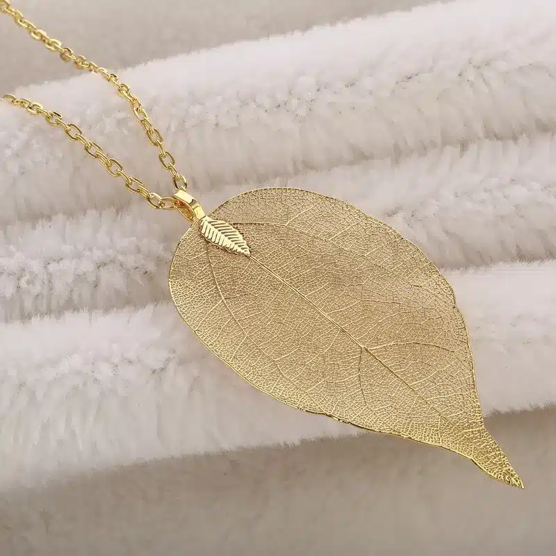 LOVBEAFAS Unique Maxi Long Necklace Women Jewelry Collares Kolye DIY Necklaces & Pendants Chain Real Natural Leaf Necklace Gift 6
