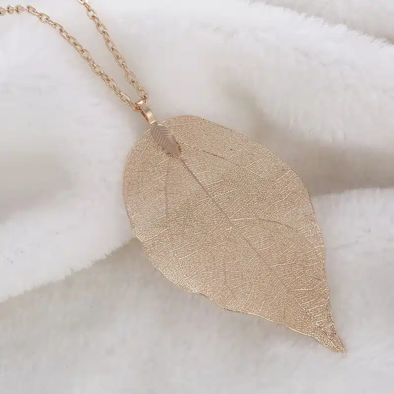 LOVBEAFAS Unique Maxi Long Necklace Women Jewelry Collares Kolye DIY Necklaces & Pendants Chain Real Natural Leaf Necklace Gift 8