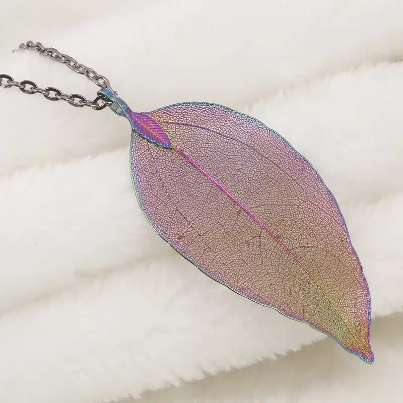 LOVBEAFAS Unique Maxi Long Necklace Women Jewelry Collares Kolye DIY Necklaces & Pendants Chain Real Natural Leaf Necklace Gift 12