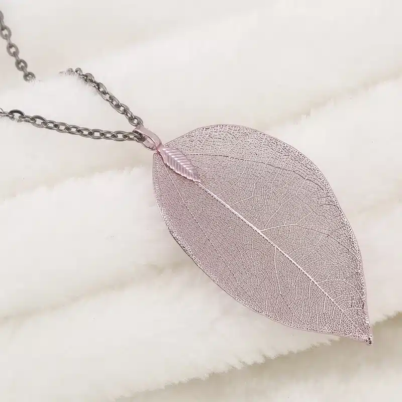 LOVBEAFAS Unique Maxi Long Necklace Women Jewelry Collares Kolye DIY Necklaces & Pendants Chain Real Natural Leaf Necklace Gift 13