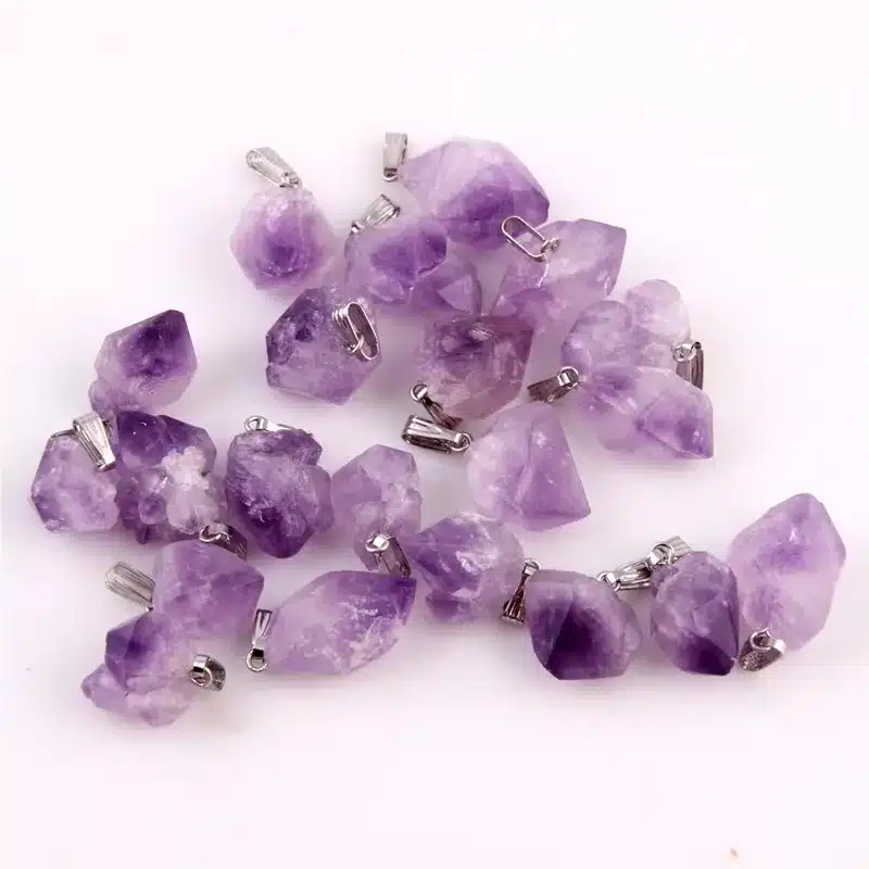 Natural point stone Pendants Pendulum purple Healing Crystal Chakra Reiki Beads random size Free shipping 20