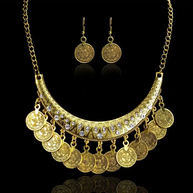 Hot Sale Bohemian Vintage Chokers Necklace Fashion Ethnic Carved Coins Nice Necklaces for Women Fine Jewelry Colar 20