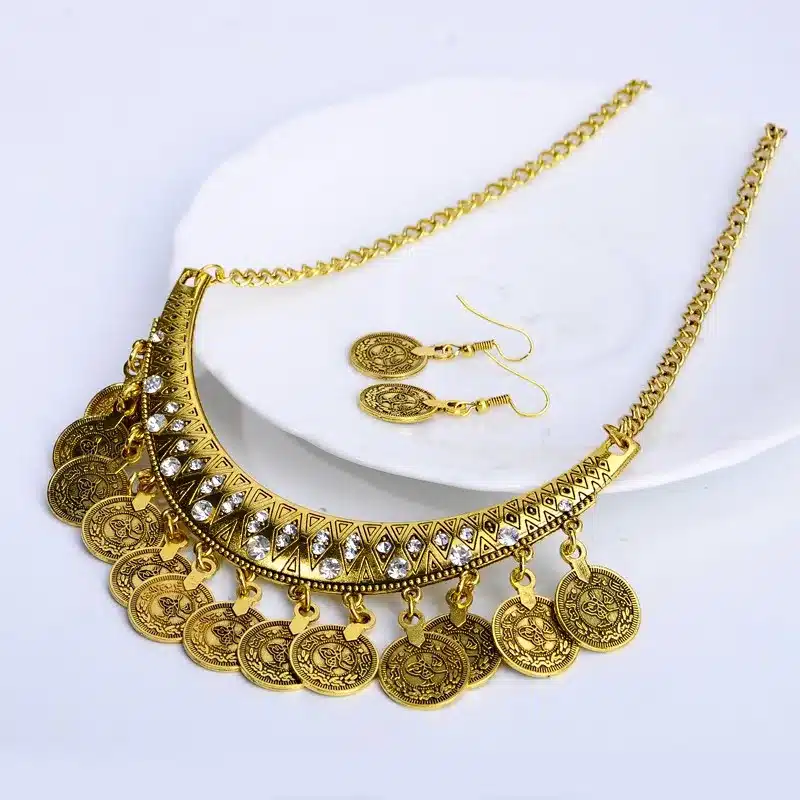 Hot Sale Bohemian Vintage Chokers Necklace Fashion Ethnic Carved Coins Nice Necklaces for Women Fine Jewelry Colar 23