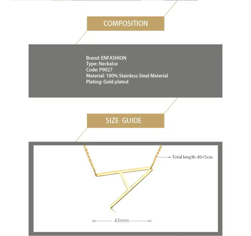 Fashion Letter Necklaces Pendants Alfabet Initial Necklace Gold ColorStainless Steel Choker Necklace Women Jewelry Kolye Collier 13