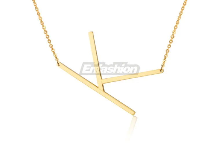 Fashion Letter Necklaces Pendants Alfabet Initial Necklace Gold ColorStainless Steel Choker Necklace Women Jewelry Kolye Collier 26