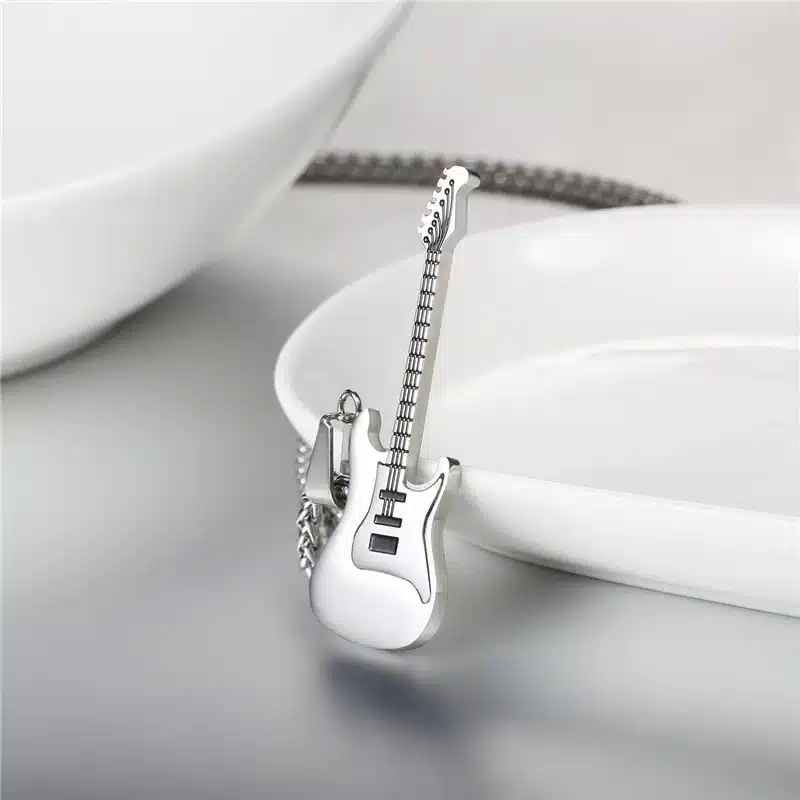 U7 Guitar Necklace For Men/Women Music Lover Gift Black/Gold Color Stainless Steel Pendant & Chain Hip Hop Rock Jewelry P810 24