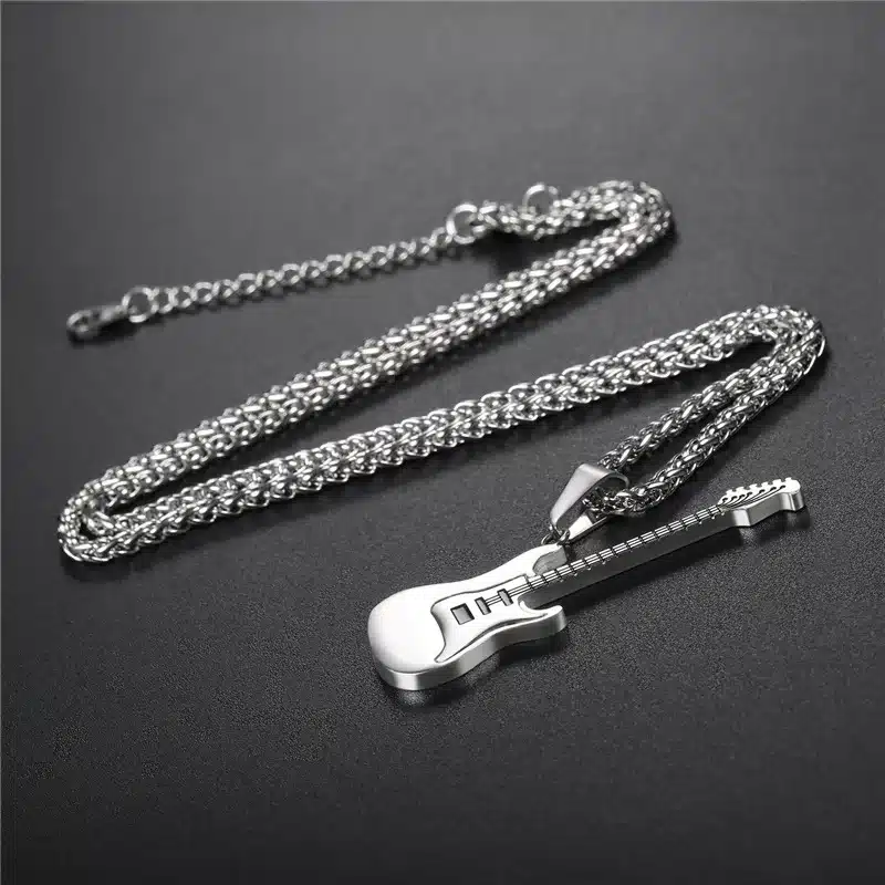 U7 Guitar Necklace For Men/Women Music Lover Gift Black/Gold Color Stainless Steel Pendant & Chain Hip Hop Rock Jewelry P810 26