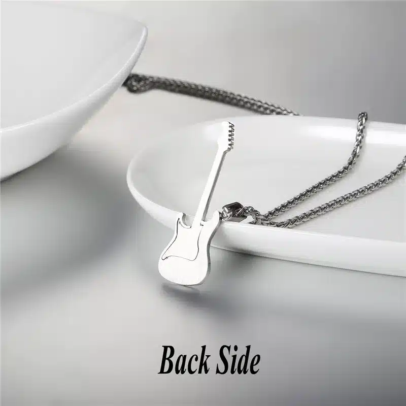 U7 Guitar Necklace For Men/Women Music Lover Gift Black/Gold Color Stainless Steel Pendant & Chain Hip Hop Rock Jewelry P810 28