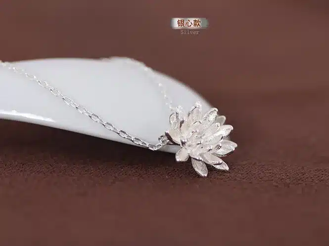 925 Sterling Silver Lotus Necklaces & Pendants For Women Elegant Flower Short Necklace Sterling Silver Jewelry Bijoux Femme 14