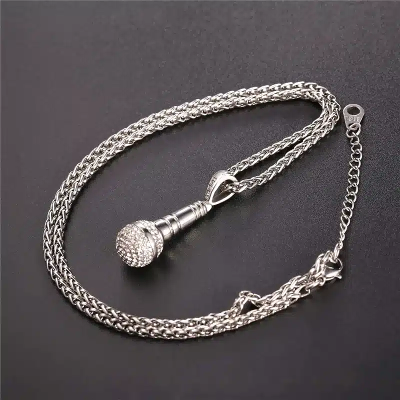 U7 Ice Out Chain Necklace Microphone Pendant Men/Women Stainless Steel Gold Color Rhinestone Best Friend Jewelry Hip Hop P1018 15