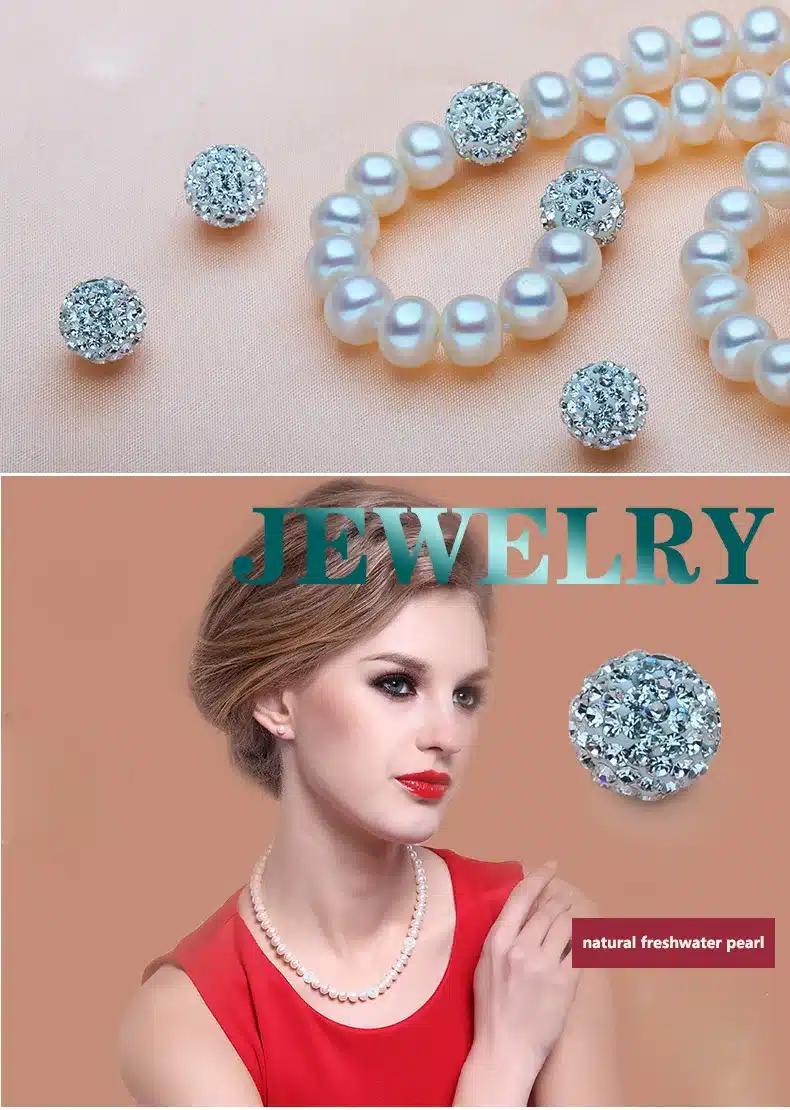 ZHBORUINI 2017 Pearl Necklace 925 Sterling Silver Jewelry For Women 8-9mm Crystal Ball Natural Freshwater Pearls Pearl Jewelry 18