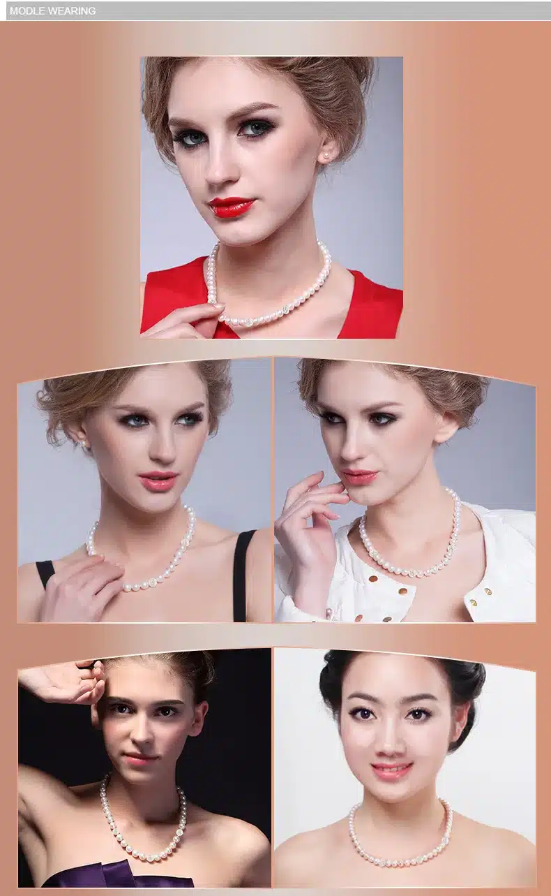 ZHBORUINI 2017 Pearl Necklace 925 Sterling Silver Jewelry For Women 8-9mm Crystal Ball Natural Freshwater Pearls Pearl Jewelry 21