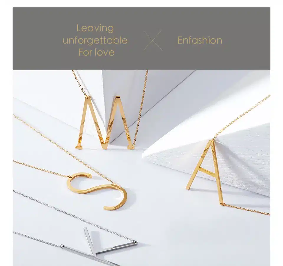 Enfashion Letter Necklaces Pendants Alfabet Initial Necklace Stainless Steel Choker Necklace Women Jewelry Kolye Collier collare 37