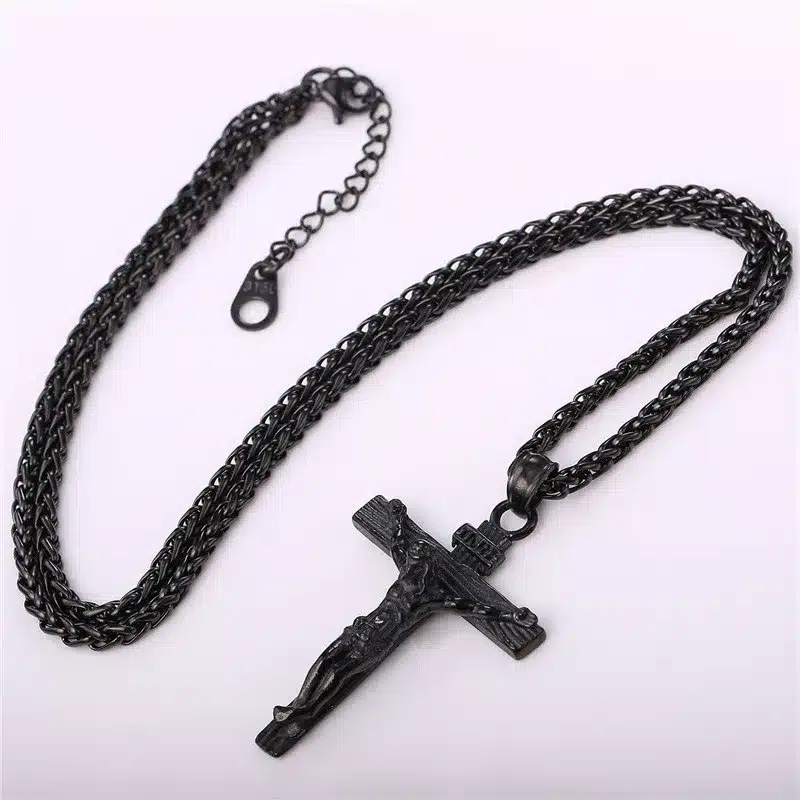 INRI Jesus Piece Crucifix Pendant&Necklace Stainless Steel Yellow Gold Color Chain For Men Gift Vintage Christian Jewelry GP1166 14