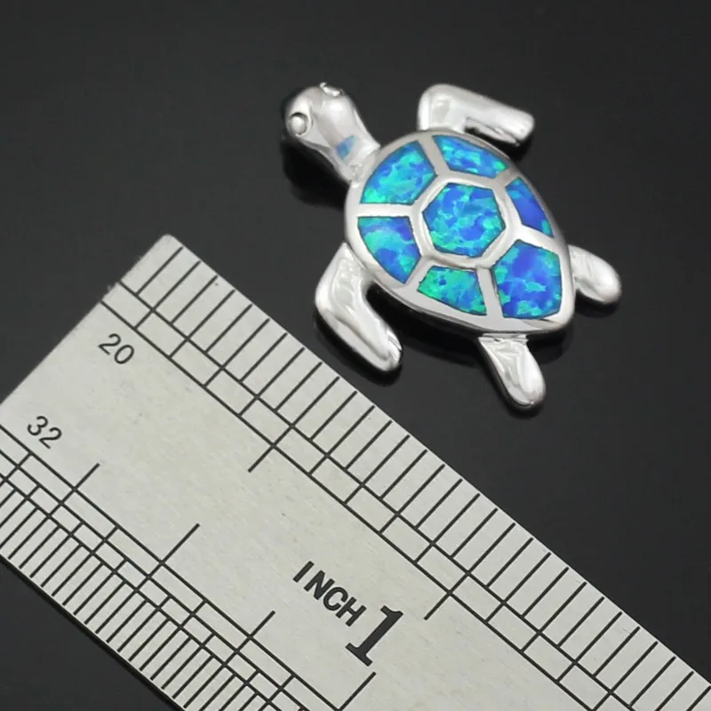 HAIMIS Free The Chain Free Gift Box Cute BlueFire Opal SeaTurtle Design Pendant Necklace For Women OP408 12