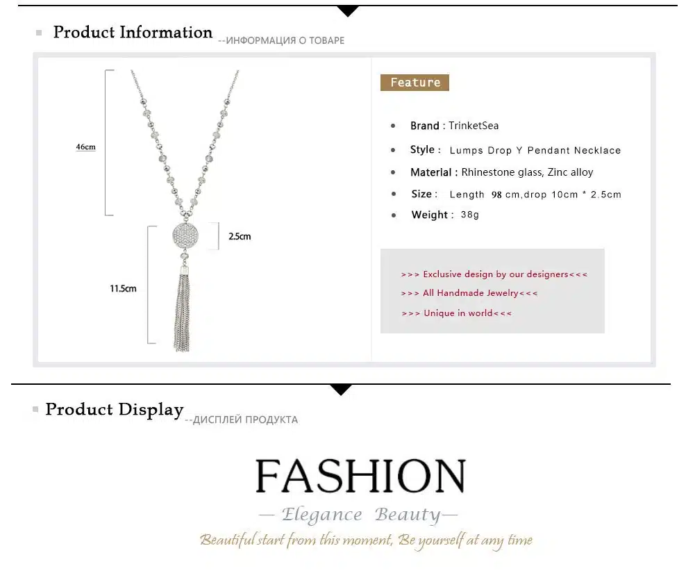 TrinketSea Trendy Lumps Drop Y Pendant Necklace Crystal Bead Strand Chain For Women Rhinestone Free Shipping Fashion Jewelry 9