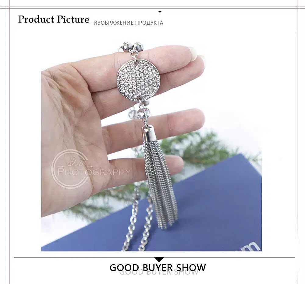 TrinketSea Trendy Lumps Drop Y Pendant Necklace Crystal Bead Strand Chain For Women Rhinestone Free Shipping Fashion Jewelry 11