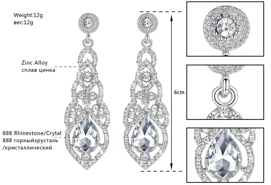 Mecresh Crystal Wedding Long Earrings for Women Silver Champagne Blue Color Fashion Bridal Earrings 2017 Wedding Jewelry EH444 21
