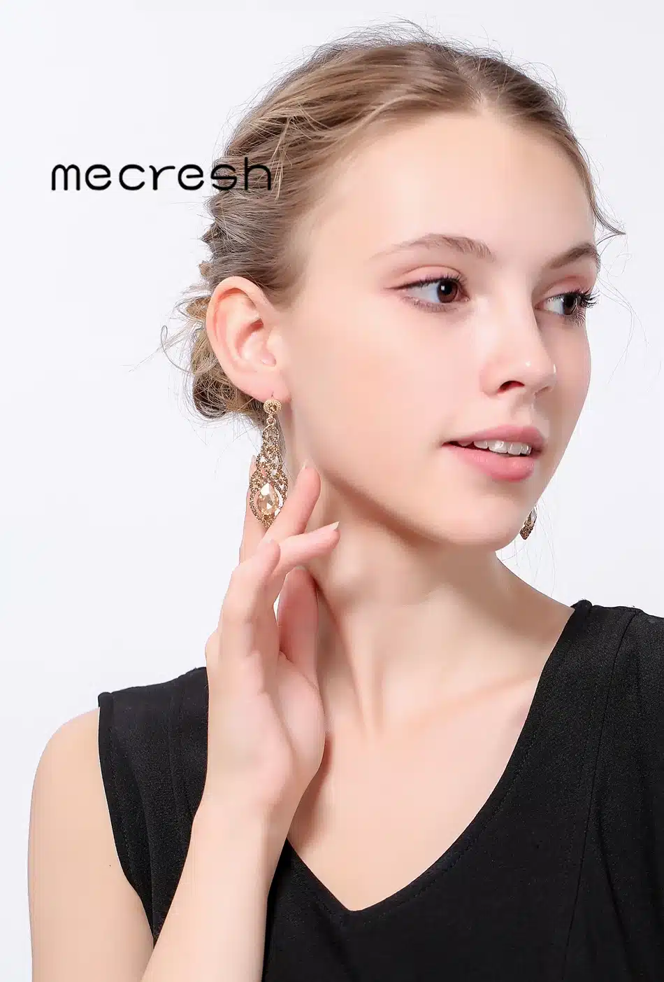 Mecresh Crystal Wedding Long Earrings for Women Silver Champagne Blue Color Fashion Bridal Earrings 2017 Wedding Jewelry EH444 31