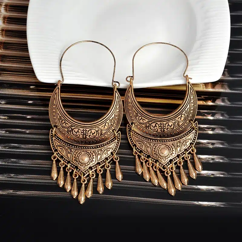 QIHE JEWELRY Ancient Silver Gold Color Tibetan Earring Boho Dangle Charm Statement Silver Color Gypsy Jewelry brincos 17