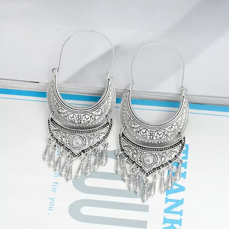 QIHE JEWELRY Ancient Silver Gold Color Tibetan Earring Boho Dangle Charm Statement Silver Color Gypsy Jewelry brincos 19