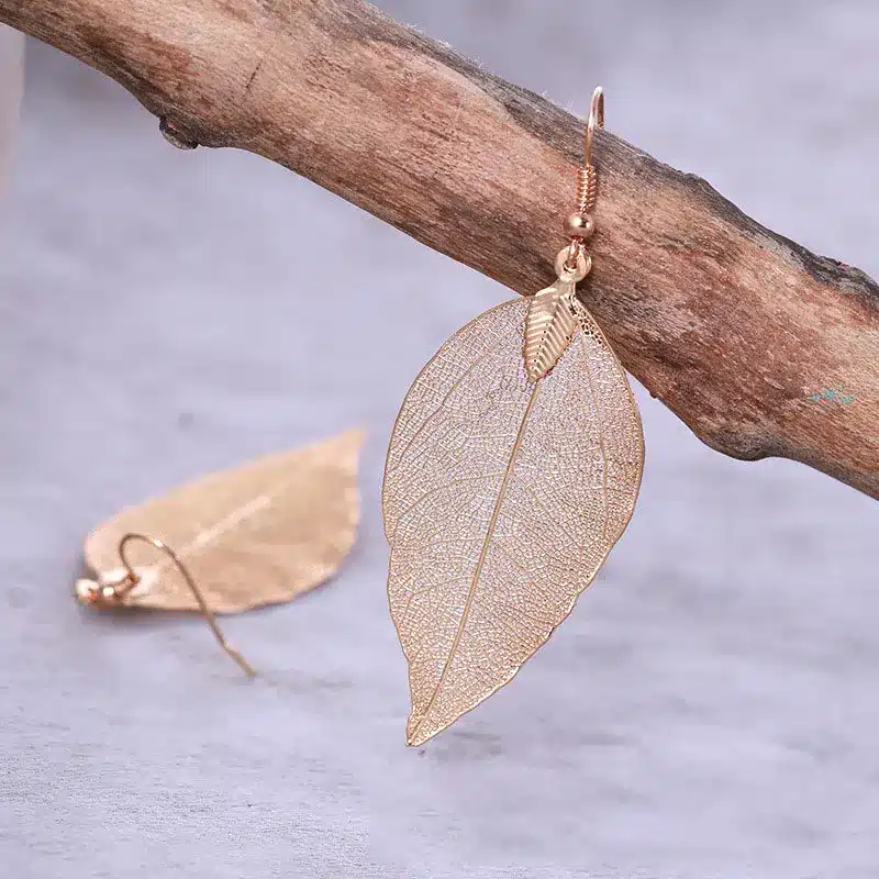 2017 Fashion Bohemian Long Earrings Unique Natural Real Leaf Big Earrings For Women Jewelry Gift 22