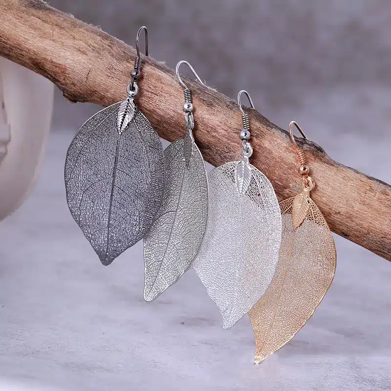 2017 Fashion Bohemian Long Earrings Unique Natural Real Leaf Big Earrings For Women Jewelry Gift 23