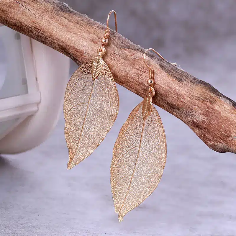 2017 Fashion Bohemian Long Earrings Unique Natural Real Leaf Big Earrings For Women Jewelry Gift 24