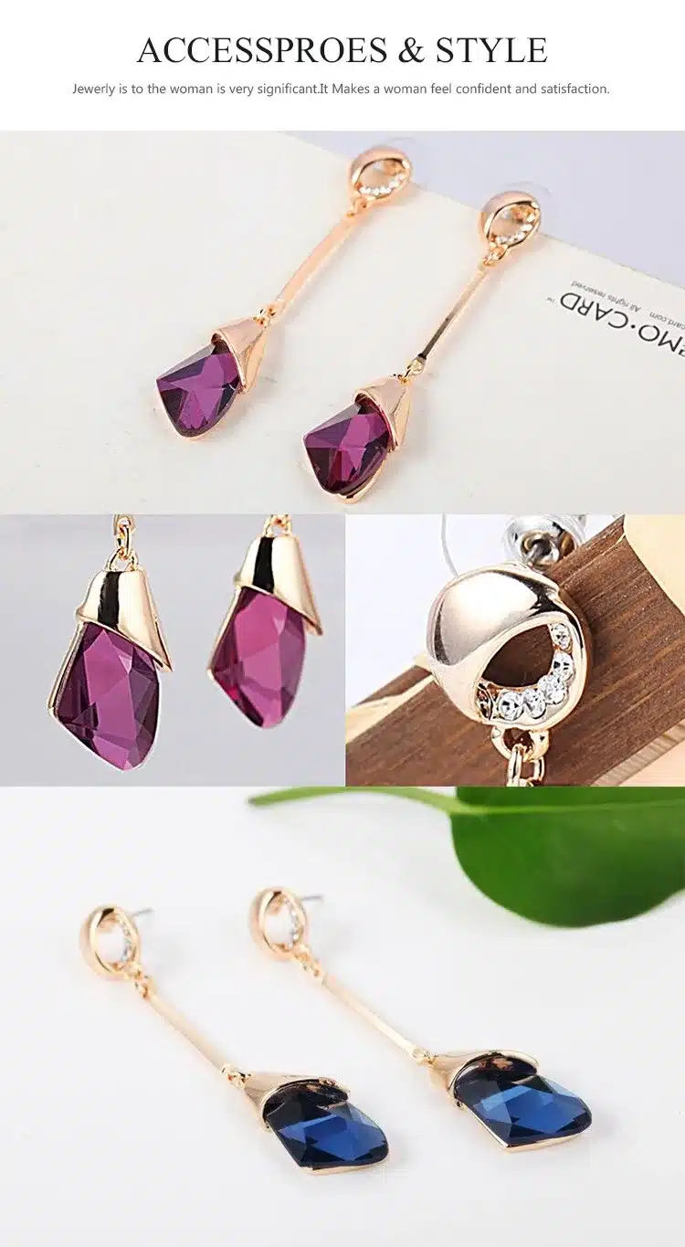 Classic Elegant Long Earrings For Women Fashion Geometric Crystal Gold Color Water Drop Earring Brincos Bijoux Jewelry 22