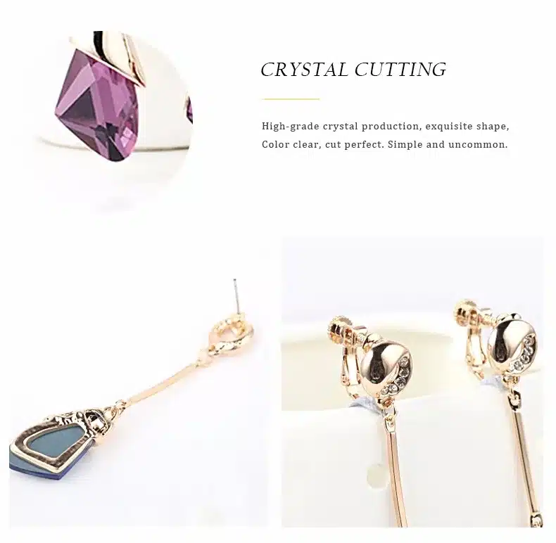 Classic Elegant Long Earrings For Women Fashion Geometric Crystal Gold Color Water Drop Earring Brincos Bijoux Jewelry 30