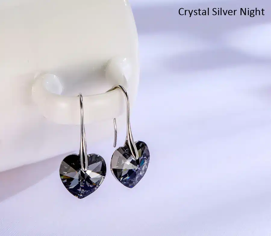 BAFFIN Crystal Heart Drop Earrings Made with SWAROVSKI ELEMENTS Silver Color Hanging Piercing For Women Best Friends Gift 10