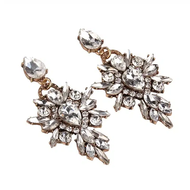 Best lady New Colorful Flower Big Brand Design Luxury Starburst Pendant Crystal Stud Earrings Gem Statement Earrings Jewelry 16