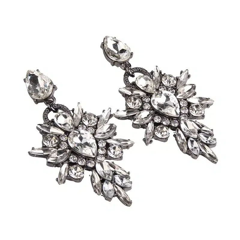 Best lady New Colorful Flower Big Brand Design Luxury Starburst Pendant Crystal Stud Earrings Gem Statement Earrings Jewelry 18