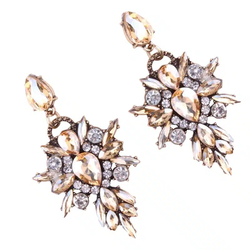 Best lady New Colorful Flower Big Brand Design Luxury Starburst Pendant Crystal Stud Earrings Gem Statement Earrings Jewelry 21