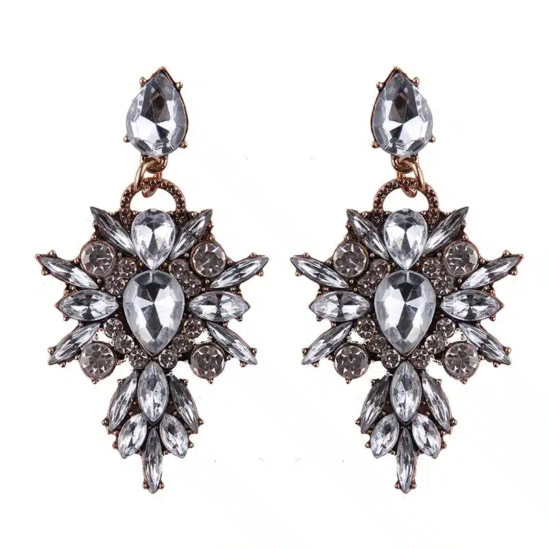 Best lady New Colorful Flower Big Brand Design Luxury Starburst Pendant Crystal Stud Earrings Gem Statement Earrings Jewelry 22