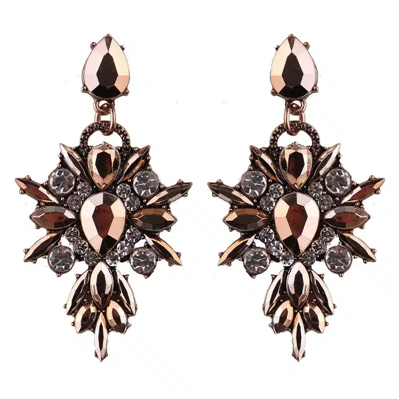 Best lady New Colorful Flower Big Brand Design Luxury Starburst Pendant Crystal Stud Earrings Gem Statement Earrings Jewelry 24