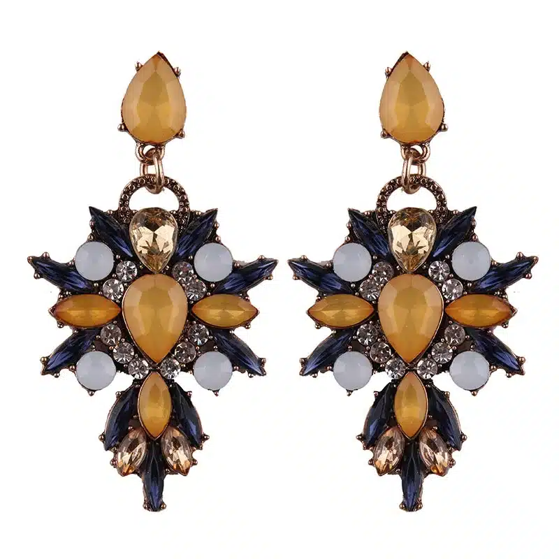 Best lady New Colorful Flower Big Brand Design Luxury Starburst Pendant Crystal Stud Earrings Gem Statement Earrings Jewelry 25