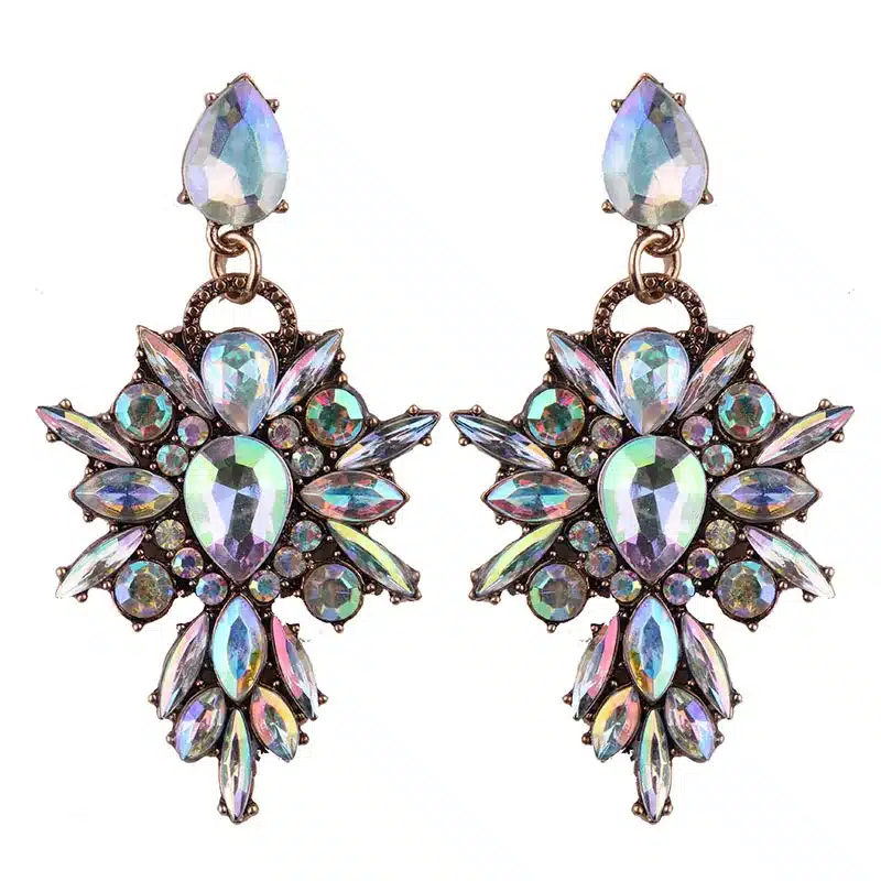 Best lady New Colorful Flower Big Brand Design Luxury Starburst Pendant Crystal Stud Earrings Gem Statement Earrings Jewelry 26