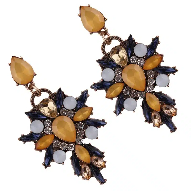 Best lady New Colorful Flower Big Brand Design Luxury Starburst Pendant Crystal Stud Earrings Gem Statement Earrings Jewelry 27